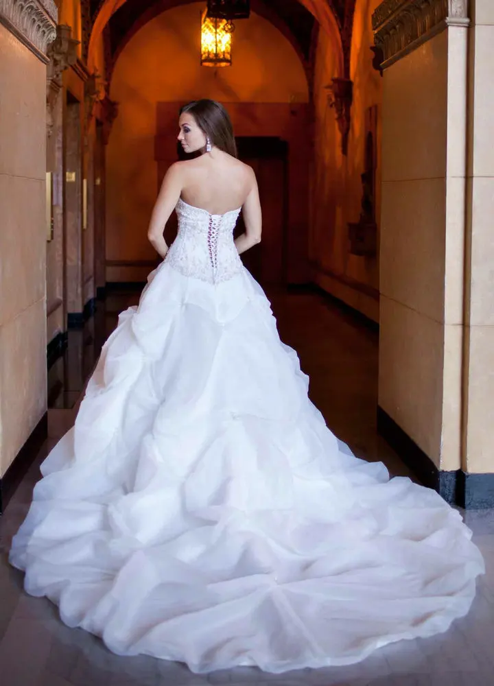 Luxury Sweetheart Beaded Organza Ruffle bridal Dresses New Fashion 2014 Women Bridal Gowns With Long Train | Свадьбы и торжества