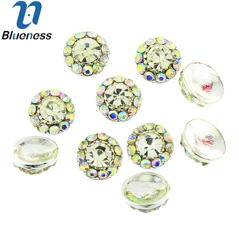 Blueness 10 Pcs/Lot Silver Nail Art Crystal AB Rhinestones For Nails Flower Design Studs Charms Strass Manicure Supplies TN1816 | Красота и