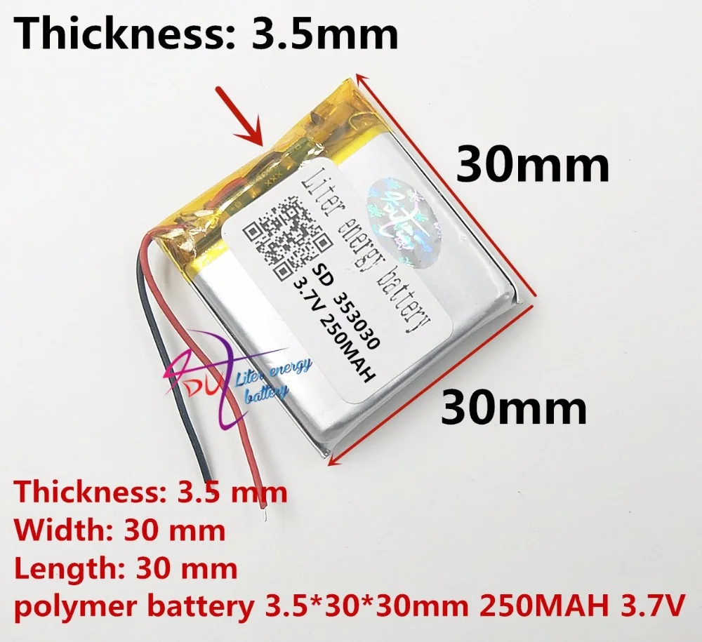 (Бесплатная доставка) (5 шт./лот) 353030 250mah 3 7 V литий полимерный аккумулятор качество