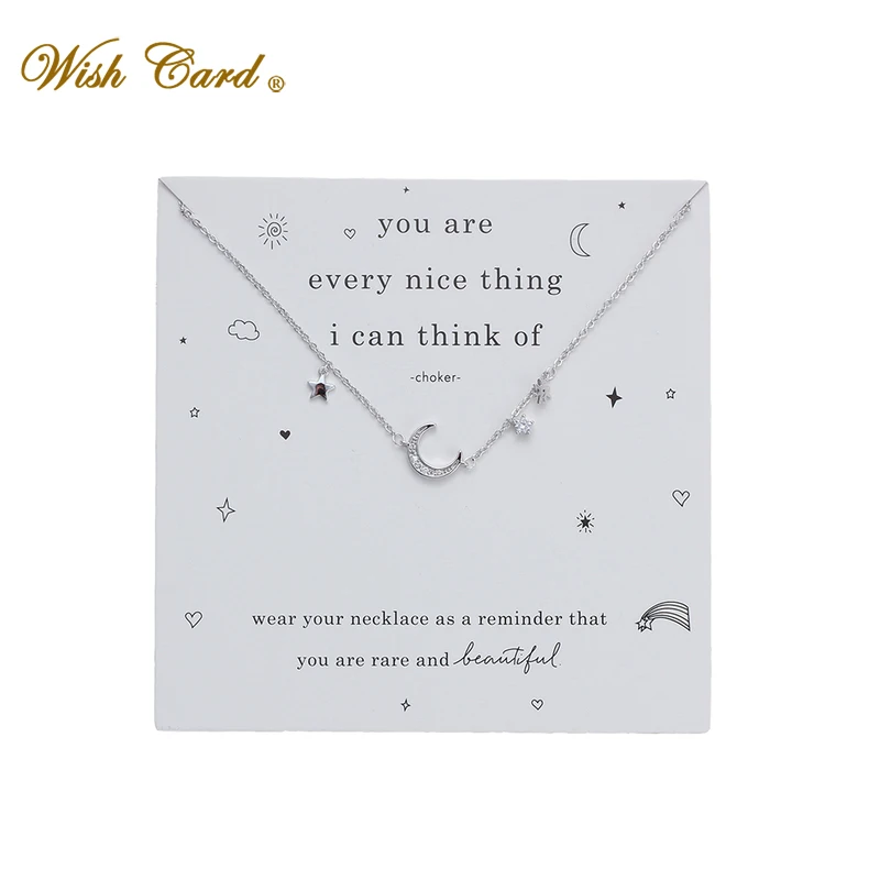 Серебряный браслет со звездочками Wish Card с Луной символом вечного любовника