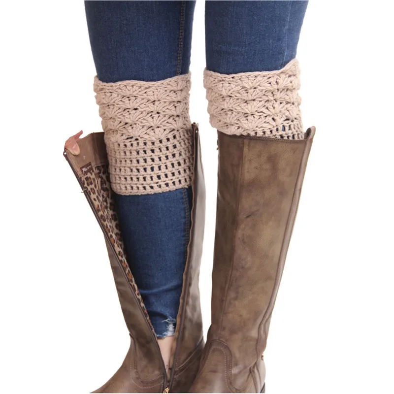 Женские зимние гетры носки для девочек с манжетами Вязаные Гетры завязками JT013 |