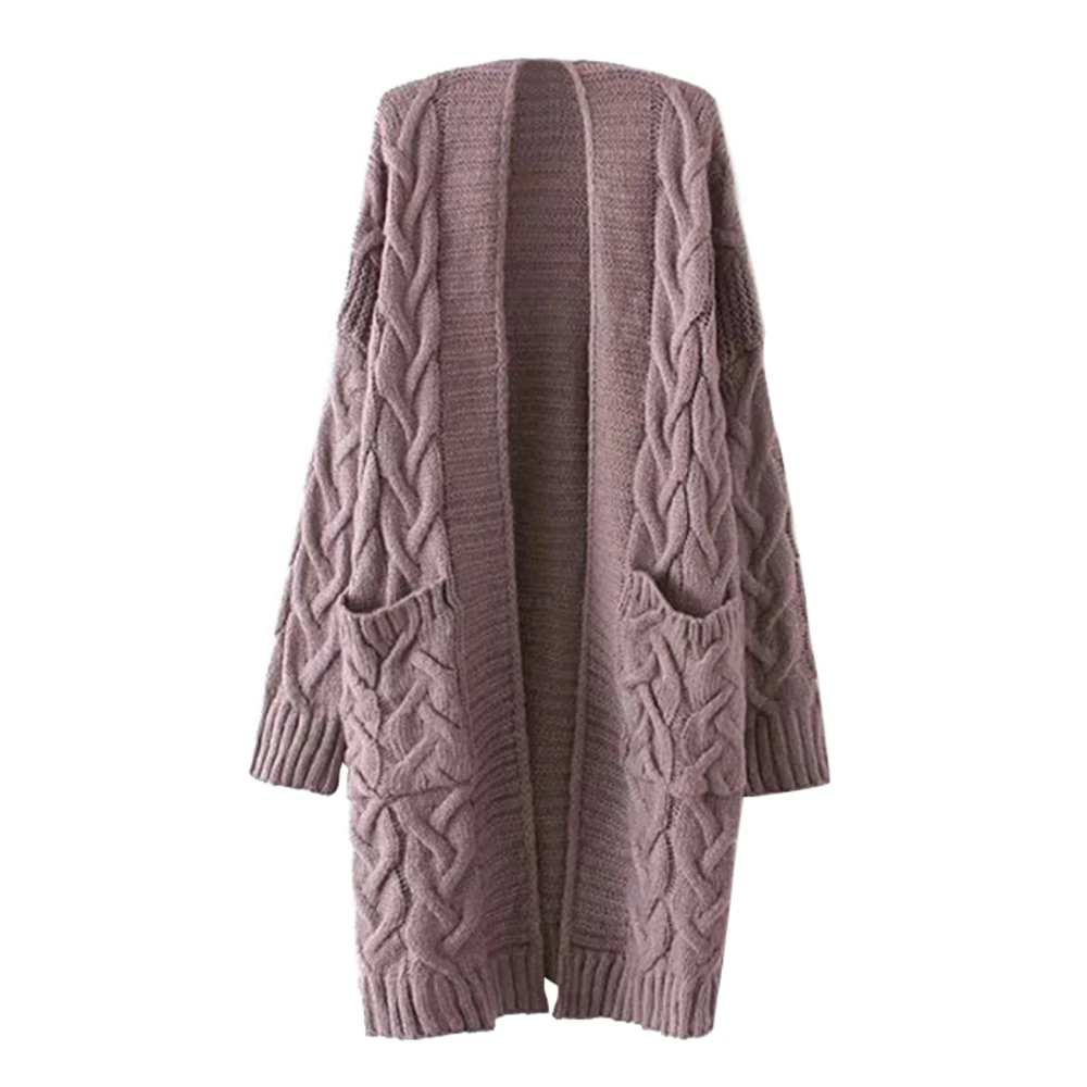 Женский однотонный вязаный кардиган MisShow повседневный теплый толстый с