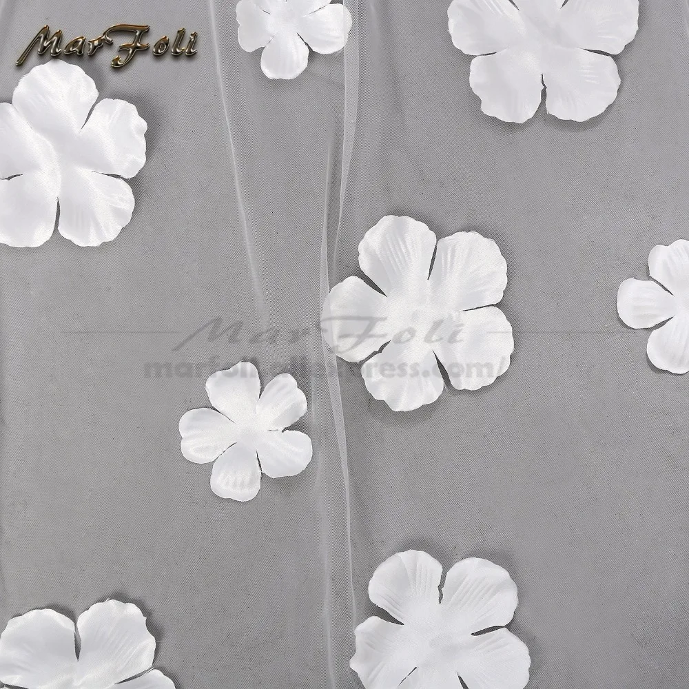 Романтичная вуаль для свадьбы 3 метра с длинным хвостом белого цвета и слоновой