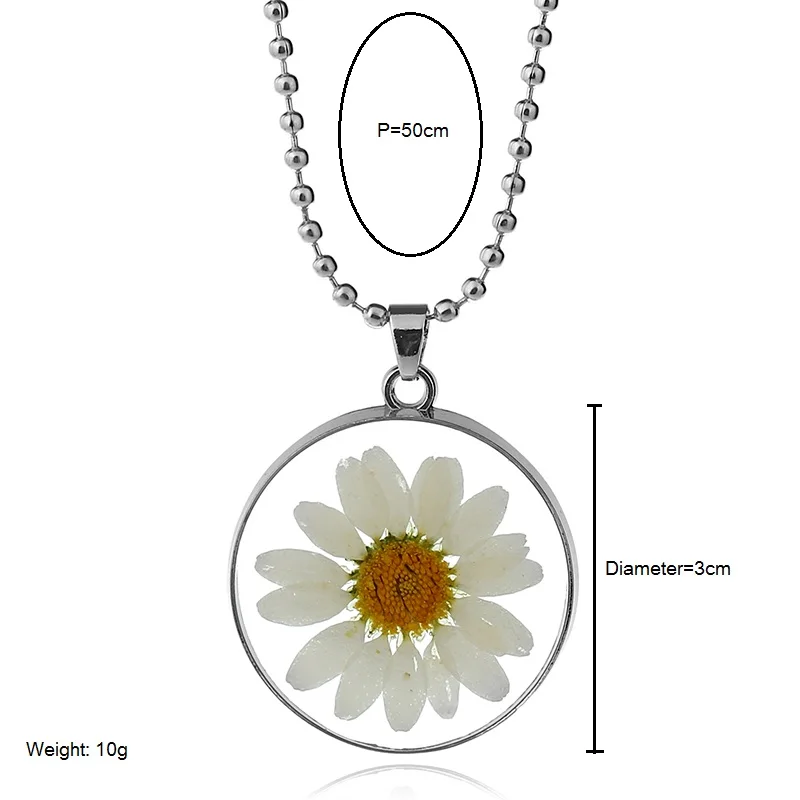 LZHLQ натуральная жизнь Стиль смолы сушеный цветок Маргаритка длинное ожерелье для