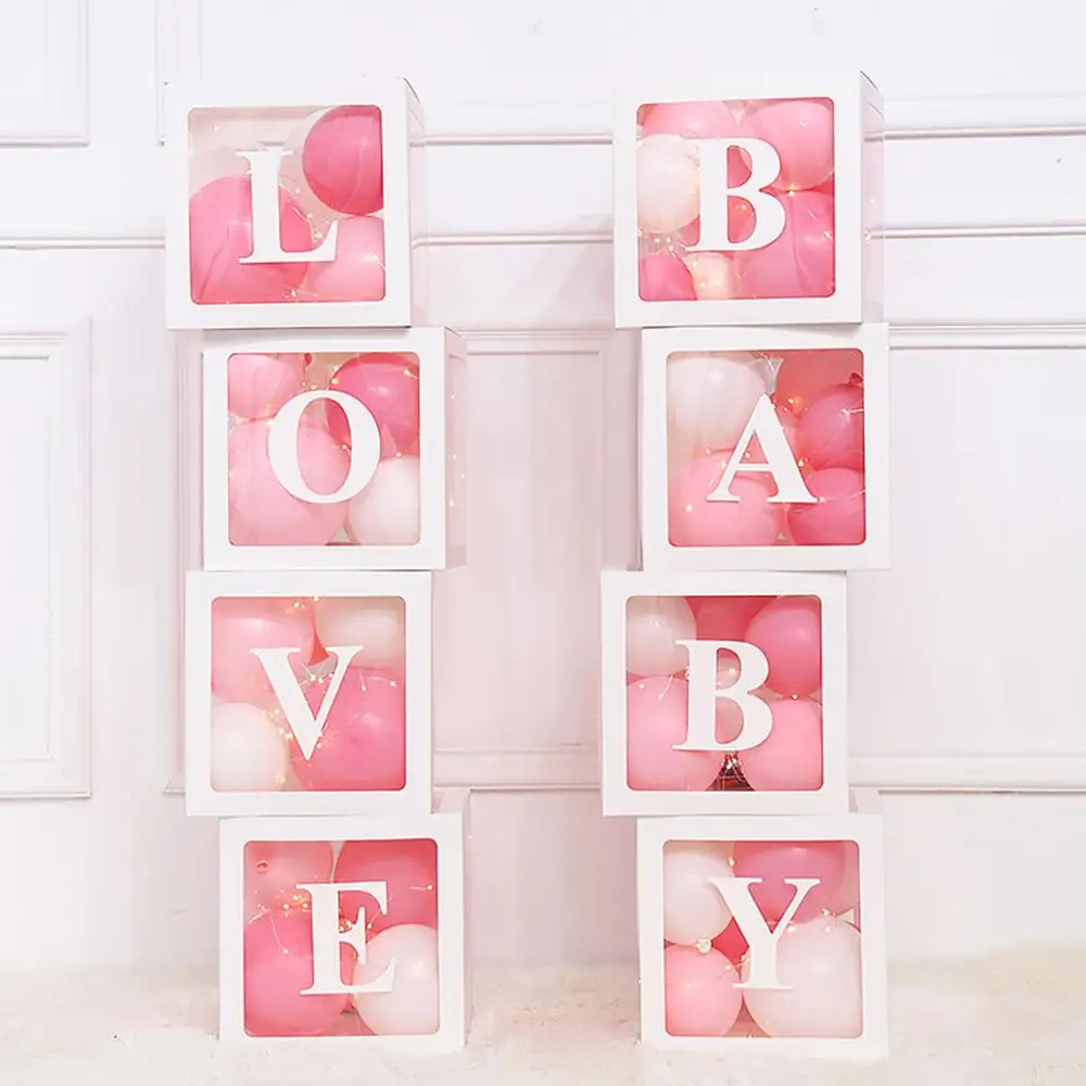 FENGRISE Алфавит прозрачная коробка Baby Shower мальчик девочка шар День рождения декор