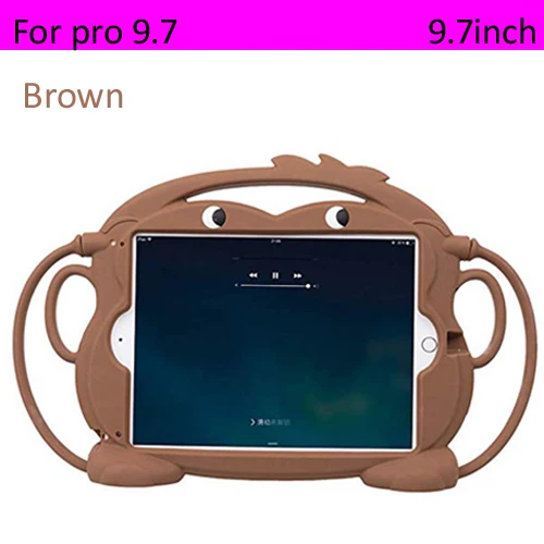 pro9.7 brown Чехол для iPad air 9,7 силиконовая обезьянка, Детский милый Ударопрочный Мягкий портативный светильник защитный чехол - Цвет: pro9.7 brown