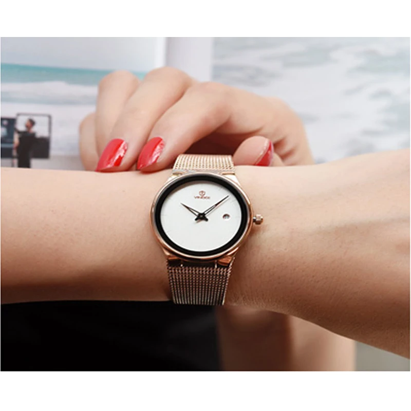 Часы VINOCE женские модные деловые водонепроницаемые золотые кварцевые 2019|watch