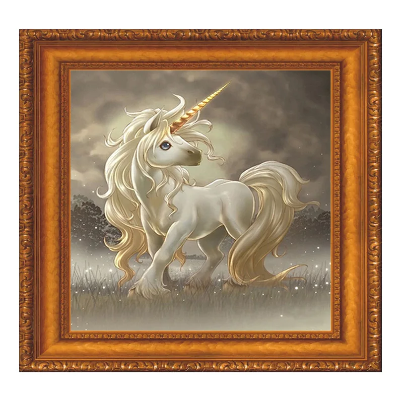 DIY Rhinestone plastic crafts painting diamond Small white horse magic square cross stitch full | Дом и сад