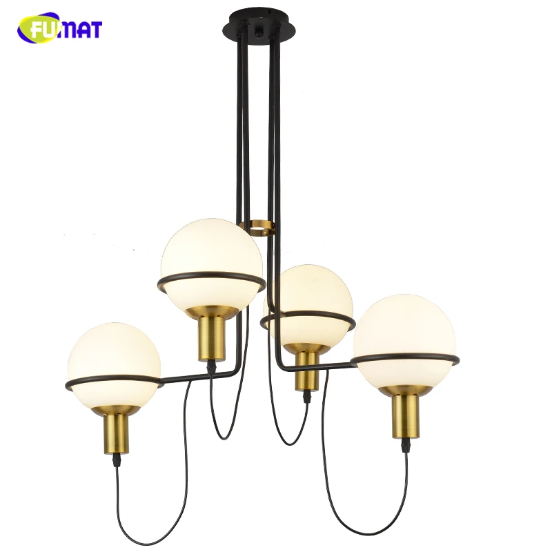 

FUMAT Post Modern Glass Ball Pendant Lights Metal E27 Led Lights Living Room Frosted Glass Pendant Lustre Pendant Lamps