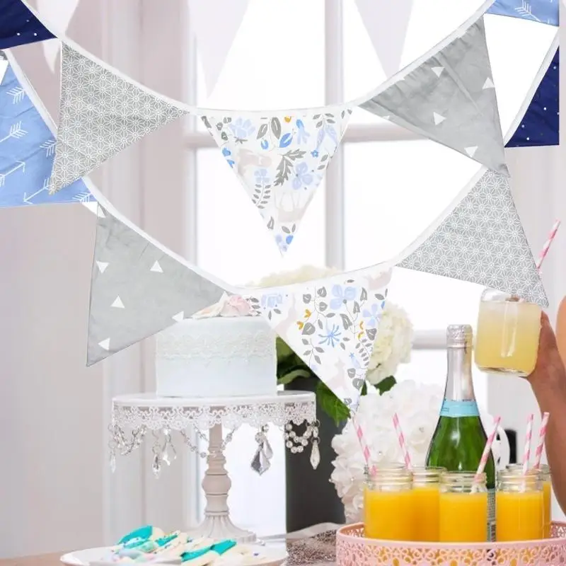 12 флагов 3 2 м скандинавские Ins двусторонний набивной хлопковой ткани Bunting Pennant |