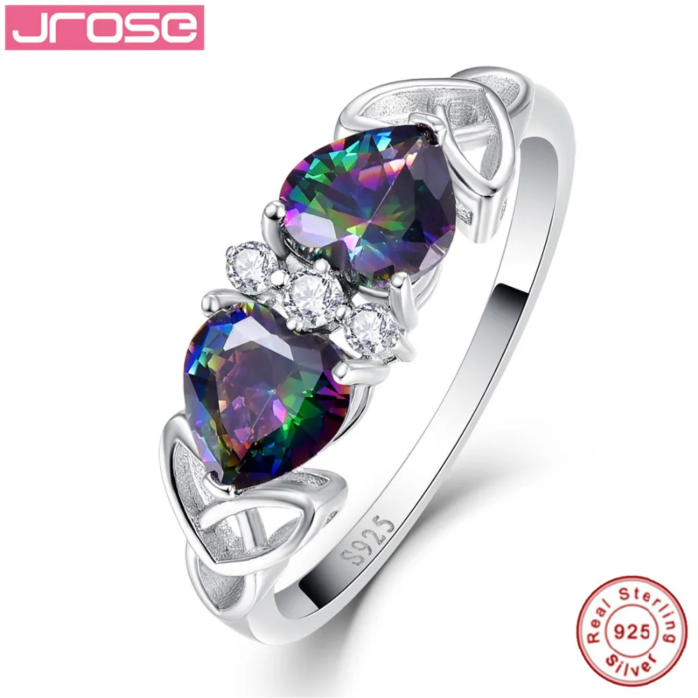 Jrose Heart Fire Rainbow CZ 100% Аутентичное кольцо из стерлингового серебра 925 пробы