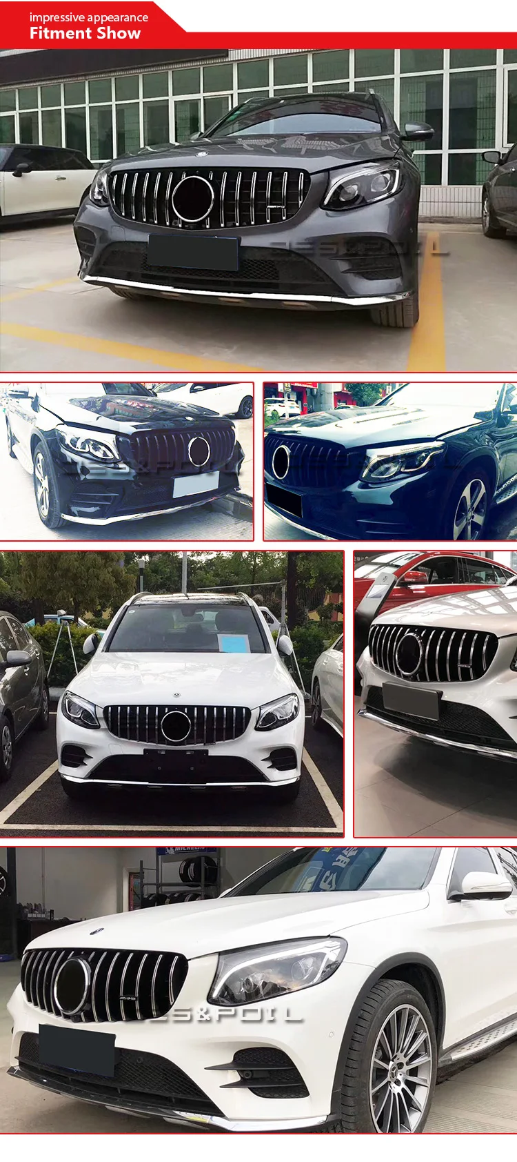 Для Mercedes Benz GLC Class X253 GT решетка Вертикальный стиль передний бампер гоночный гриль- купе внедорожник GLC43 GLC200 GLC260