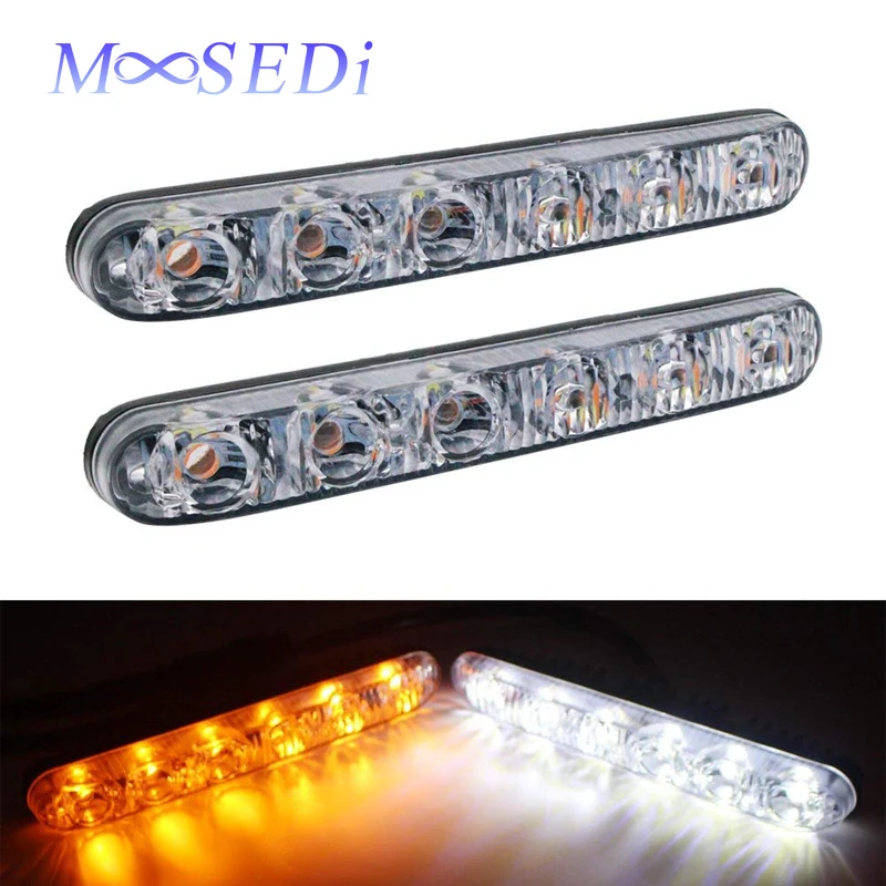 MOOSEDi 2 шт. 6 светодиодных мощных дневных ходовых огней DRL дальнего света