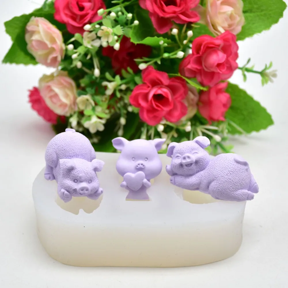 3d формы сердца свиньи силиконовые формы помадки Diy формы мыла украшения торта формы пищевой Конфеты выпечки инструменты