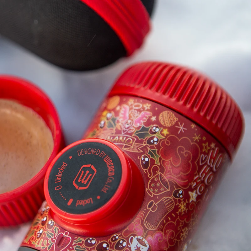 Wacaco Nanopresso, ограниченная серия Red Tattoo, портативная Эспрессо-машина с защитным чехлом, 18 бар давления подходит для порошка