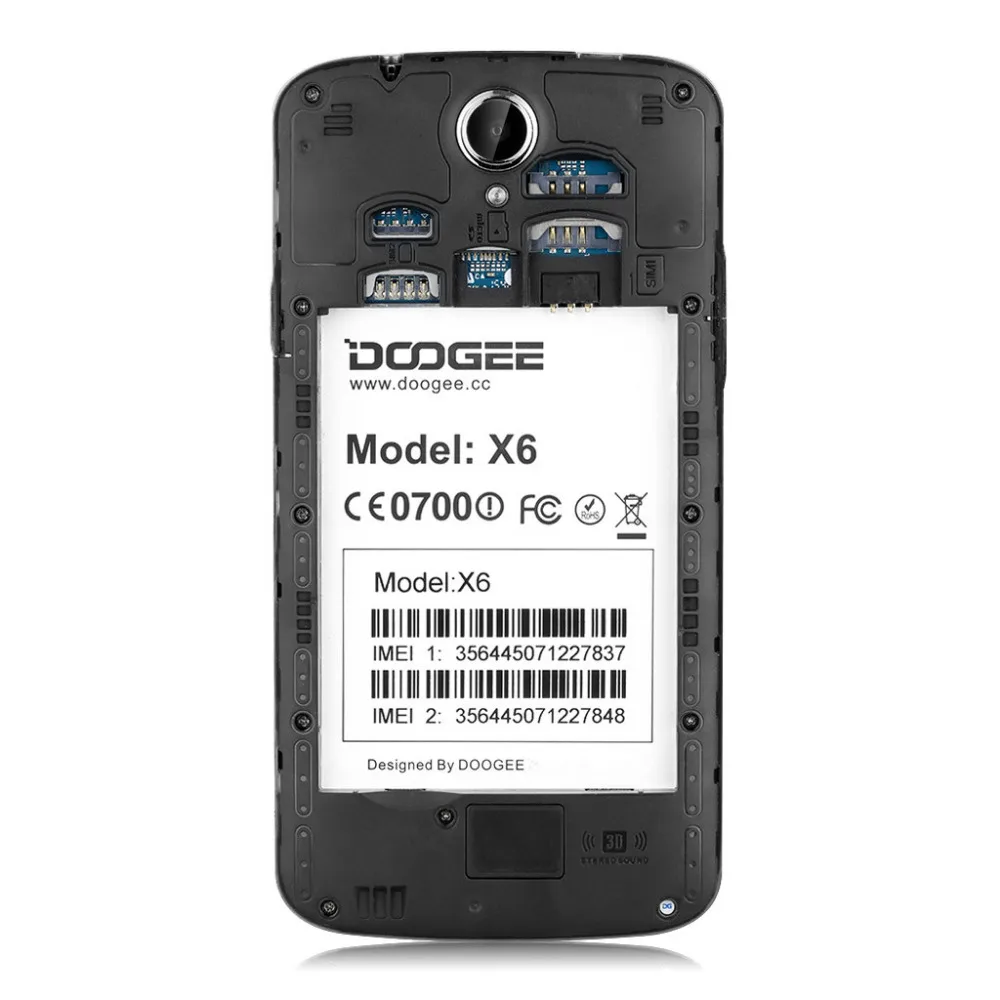 Оригинал DOOGEE X6 MTK6580 4 ядра смартфон 5 дюйма 1280*720 Android 1 сотовый телефон 3000 mAh