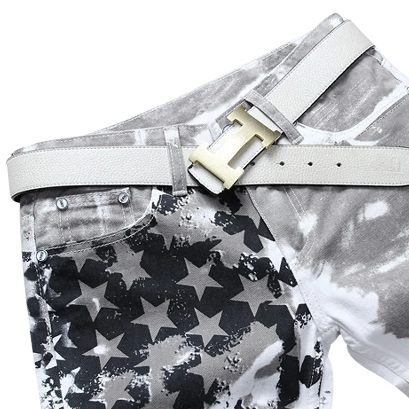 Новые роскошные брендовые Стрейчевые мужские джинсы с принтом американского