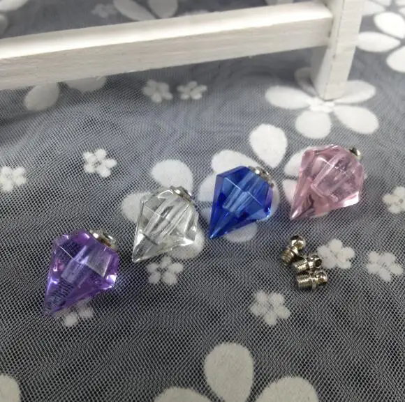 

50pcs Crystal Vial Pendants miniature glass bottles rice vials SCREW CAP necklace perfume oil bottle Rice Charms diy vials gift