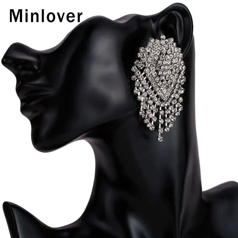 Minlover стразы большие висячие серьги с кисточками Свадебные украшения для невесты