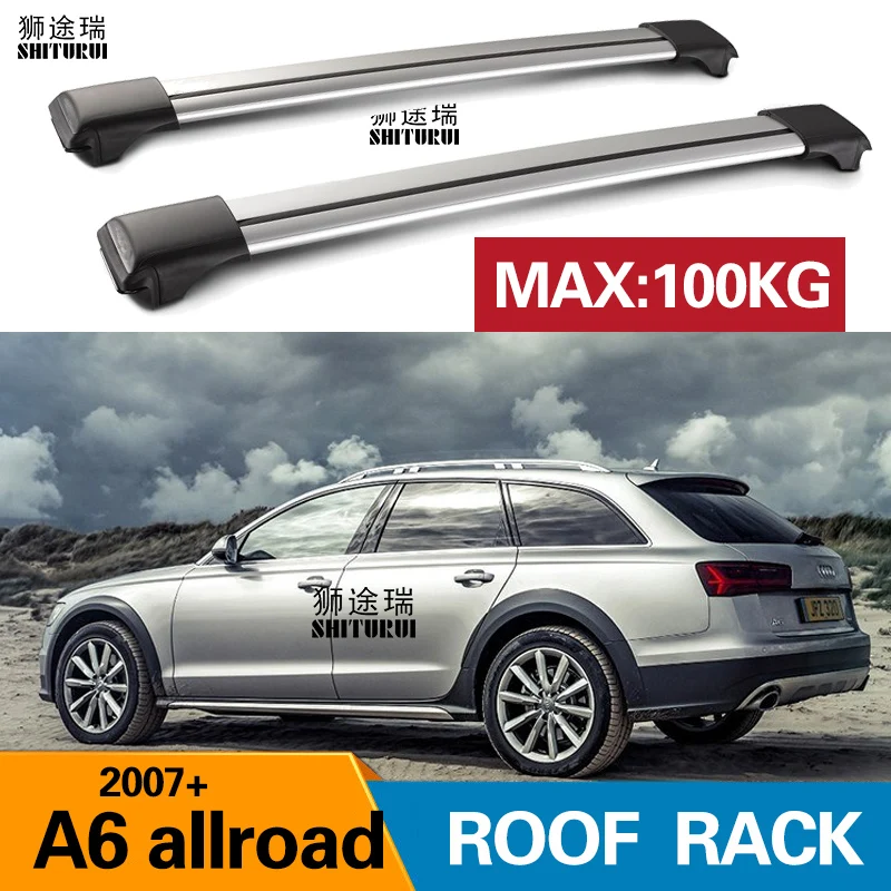 2 шт штанги на крышу для AUDI A6 allroad 2007 2008 2009- алюминиевый сплав боковые штанги поперечные рельсы багажник на крышу чемодан CUV SUV светодиодный