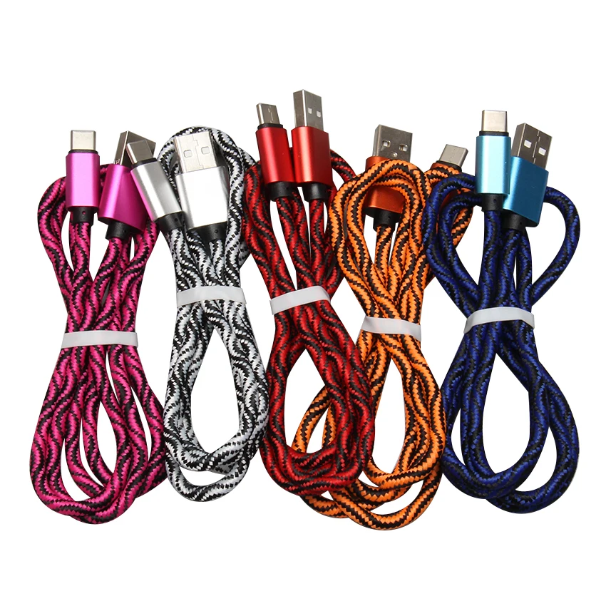 Нейлоновый Micro USB кабель 1 м 2 м 3 м для samsung huawei Xiaomi плетеный кабель для зарядки для Android телефонов USB зарядный кабель 100 шт