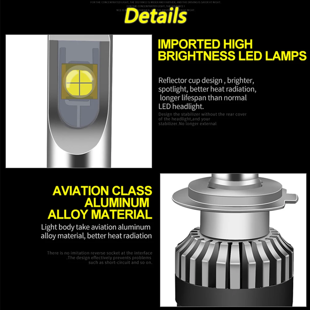 12V 2 шт 110w 13200lm led h7 mini 2019 Автомобильные фары h4 светодиодные Белые 6000k для авто и