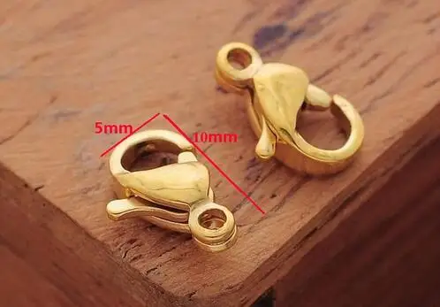 GOLD 5X10 Горячая 100 шт/партия 316L застежка-краб из нержавеющей стали 18 K позолоченный 10 мм* 5 мм новые аксессуары для ожерелья/браслета - Цвет: GOLD 5X10