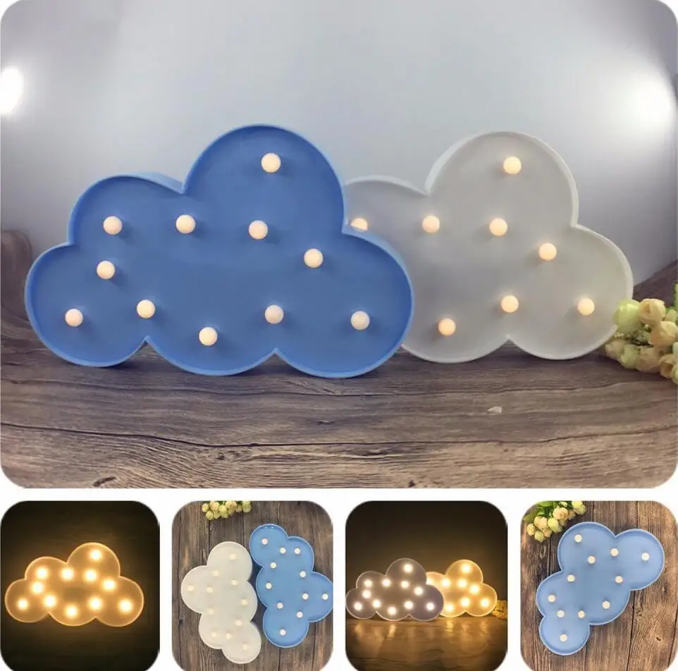 Clouds Luminaria 3D Marquee Единорог Фламинго Микки Настольный светодиодный светильник любовь детский ночной Светильник Звезда Луна облако сердце декор в виде оленя буквы - Испускаемый цвет: Clouds