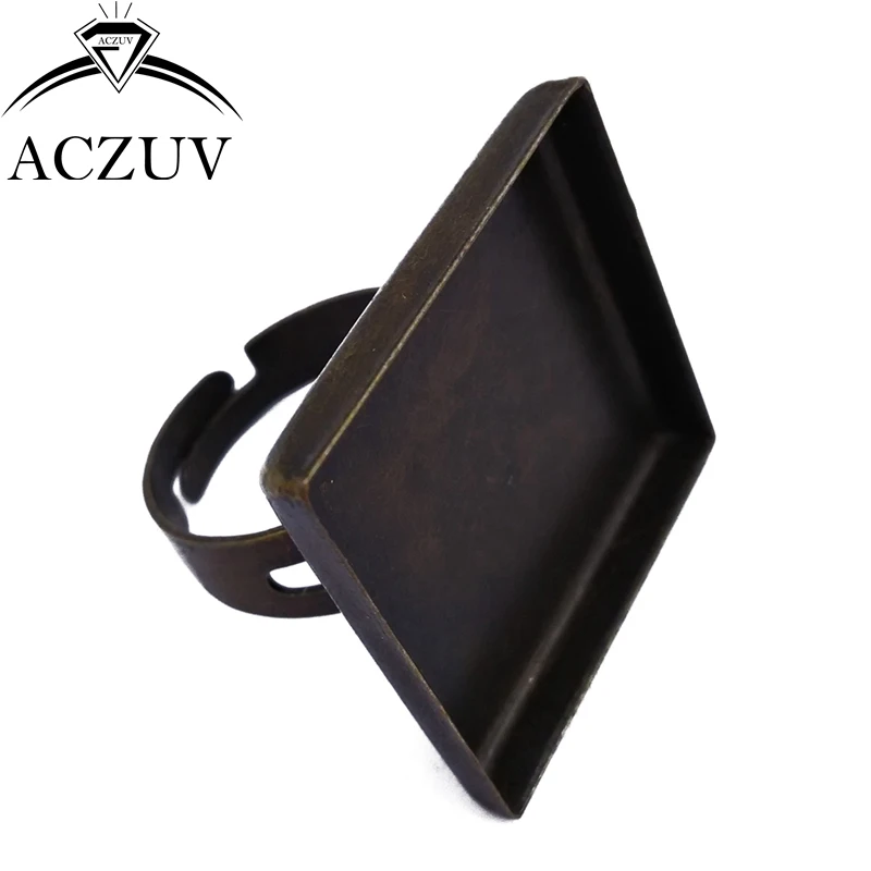 

Aczuv Античная бронза 100 шт 25 мм квадратный Кабошон Настройки Регулируемые заготовки для колец ободок кольцо основание кольцо лоток результаты SRS002