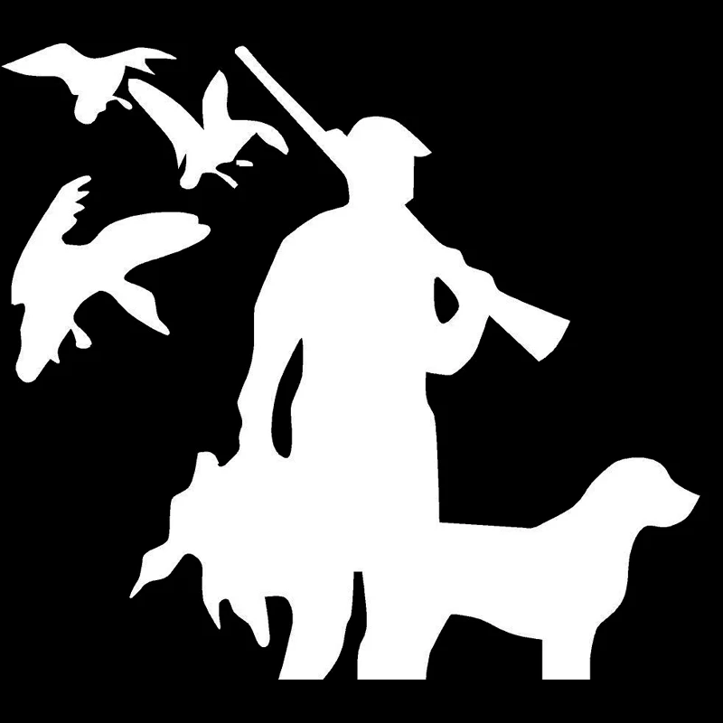 Car Sticker 3D 14cm*12.8cm Duck Hunting Dog Fashion Funny Stickers and Decals Vinyl Styling Black Silver | Автомобили и мотоциклы
