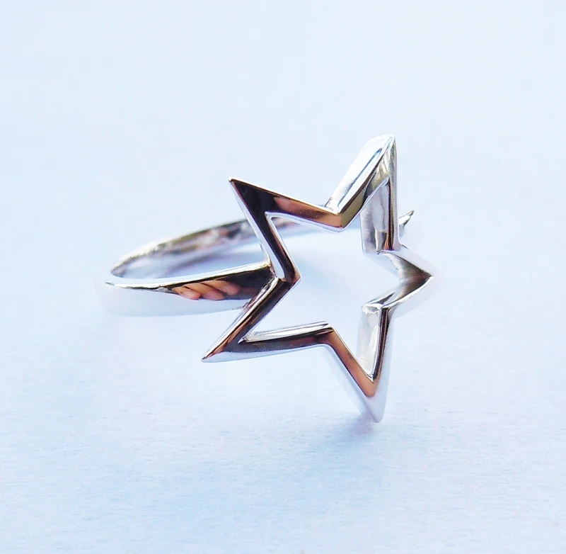 Твердые 925 пробы серебряная звезда кольцо | Украшения и аксессуары