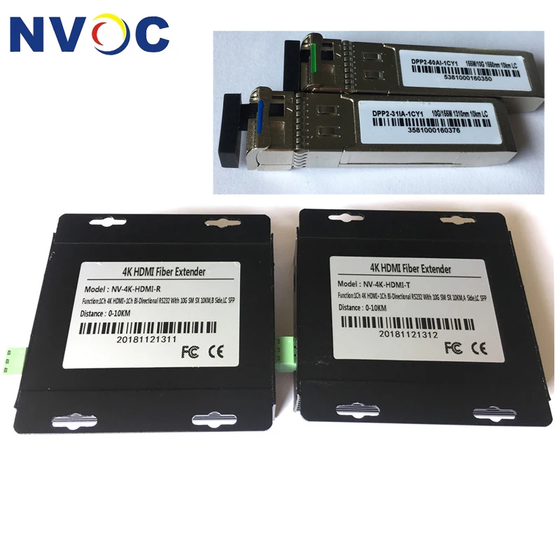 Несжатый 4K HDMI волоконно-оптический приемопередатчик + 1ch двунаправленный RS232 с 10G