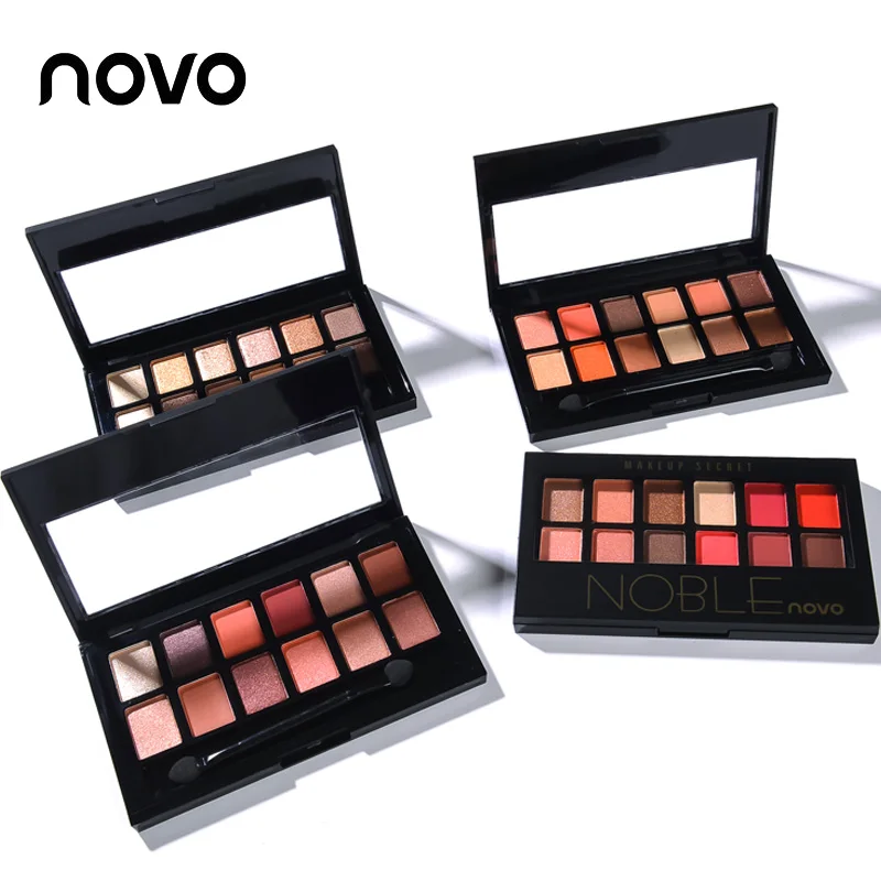 NOVO fashion 12 цветов матовые тени для век Металлические пигмент телесный Корейская
