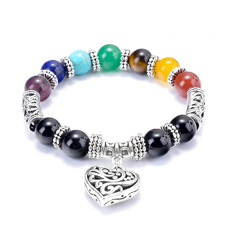 Модный браслет классический акриловый черный и цветной из бисера для рейки Будды