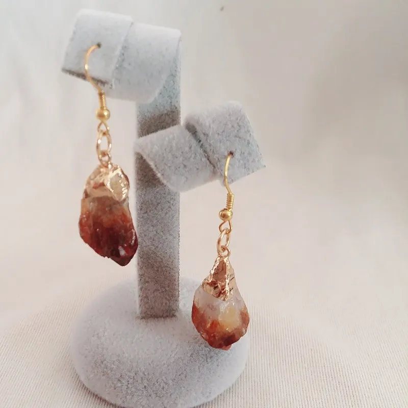 Женские серьги с натуральным камнем Heeda фиолетовыми кристаллами подарок на день