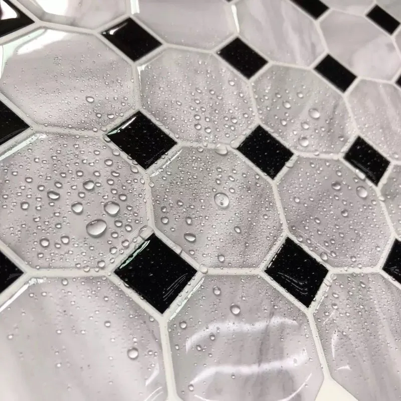 3D мозаика, плитка, сделай сам, самоклеящаяся накладка, наклейка на стену, сделай сам, кухня, ванная комната, домашний декор, винил, серый, черный