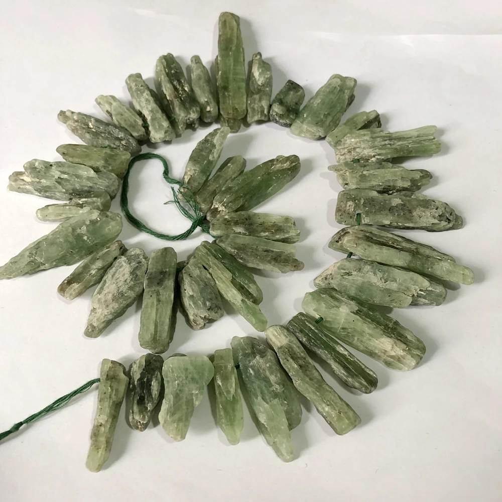 Natural Green Kunzite Long Chip Beads,Raw Kyanite Nugget Beads,Stone Pendant Necklace Bead,Large Strand 15.5"(1000Ct