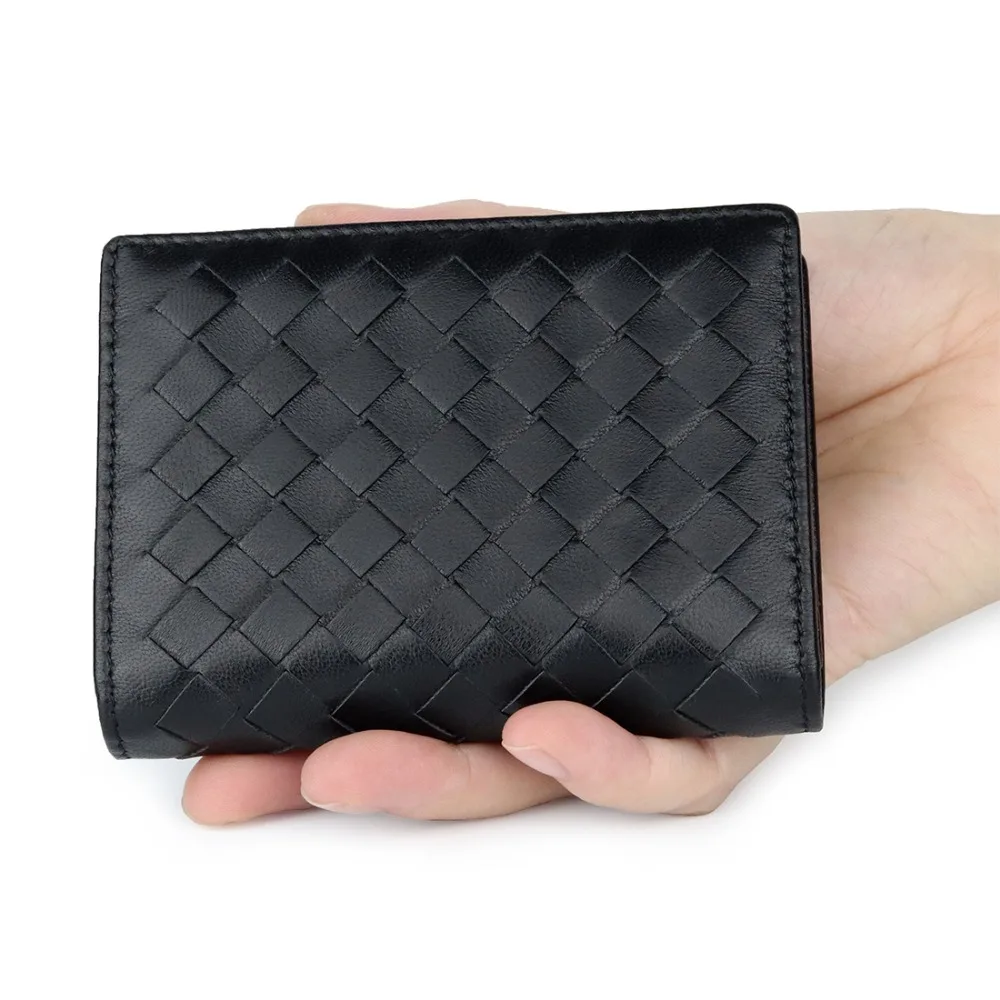 New Fashion Pink Credit Card And ID Holder Women Men Gift Bus Bank Cover With Weaving Genuine Leather Coin Wallets | Багаж и сумки