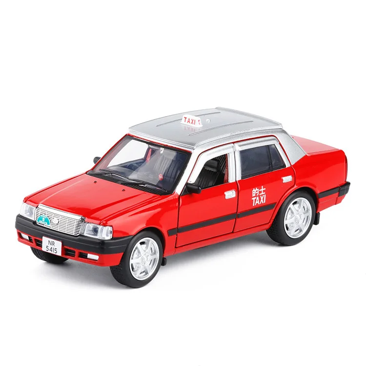 Красный Высокая моделирования Гонконга Toyota модель такси, 1:32 Масштаб сплава оттяните назад Модель игрушечные машинки, 6 открытой двери - Цвет: Красный