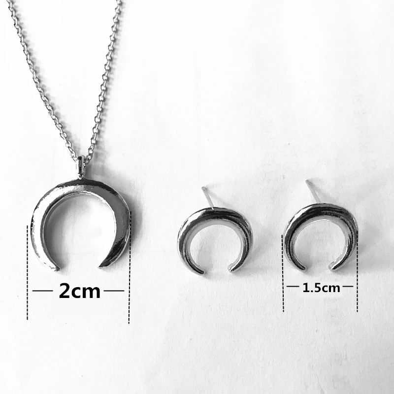 H5 модные ювелирные изделия луна кулон ожерелье и серьги золотистого цвета