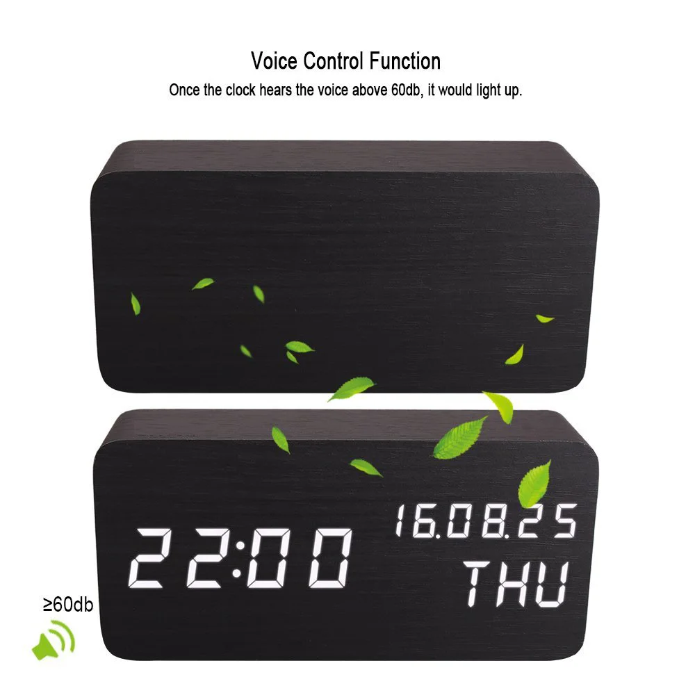 СВЕТОДИОДНЫЕ Деревянные Часы для детей прикроватные будильник голосовое