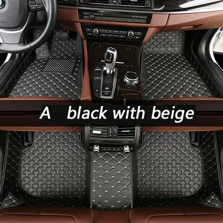 A style black beige Кожаные автомобильные коврики для Kia Rio Sorento Sportage Optima K5 Forte Carens Soul 3D авто-Стайлинг кожа - Название цвета: A style black beige