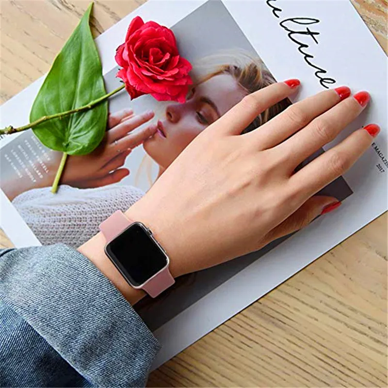 Мягкий силиконовый спортивный ремешок для замены 38/42 мм Apple Watch 4/2/1 на запястье 40/44