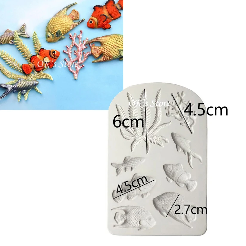 

Wholesale 10 pcs Seaweed Fish Coral Shape Cake Fondant Decorating Tools, Silicone Mold For Cake Craft, Silicone Soap Molds