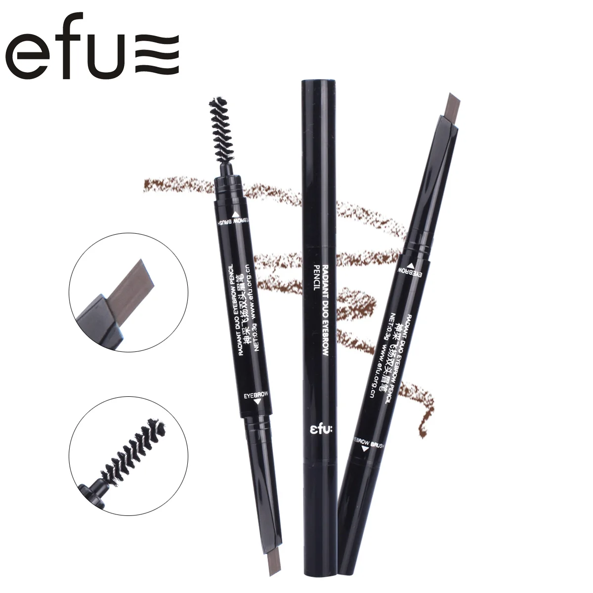 

5 Colors 24 Hours Long-lasting Double-headed Eyebrow Pencil 0.3g Eyes Makeup Brand EFU #7561-7565