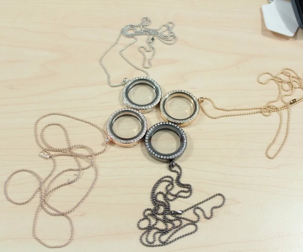 Круглое Хрустальное плавающее ожерелье медальон с памятью для гостиной цепочка