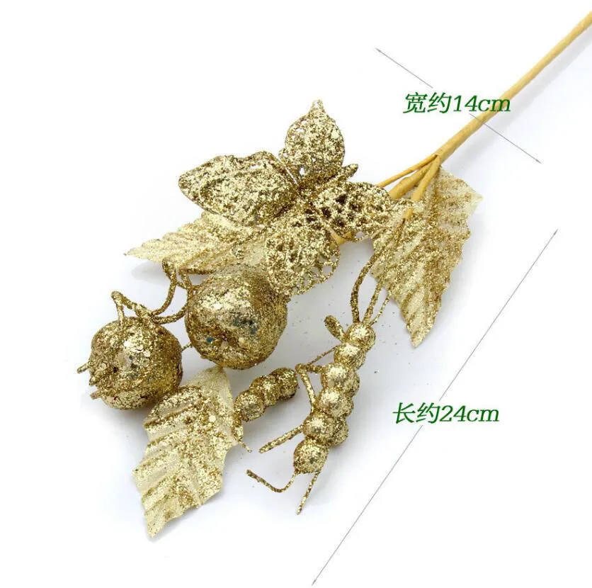 5 шт. 24*14 см рождественские фрукты и ветки бабочки с порошком для рождественской