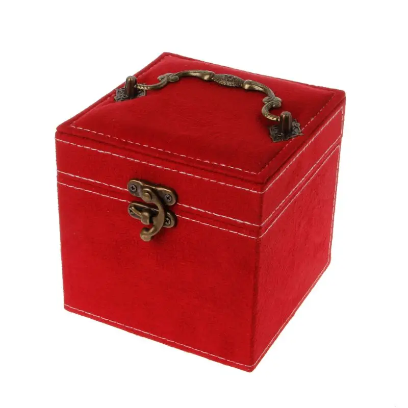 Red Portable Three Layer Jewelry Box Earrings Ring Bracelet Storage Hand-Held Boxes - Color: Red