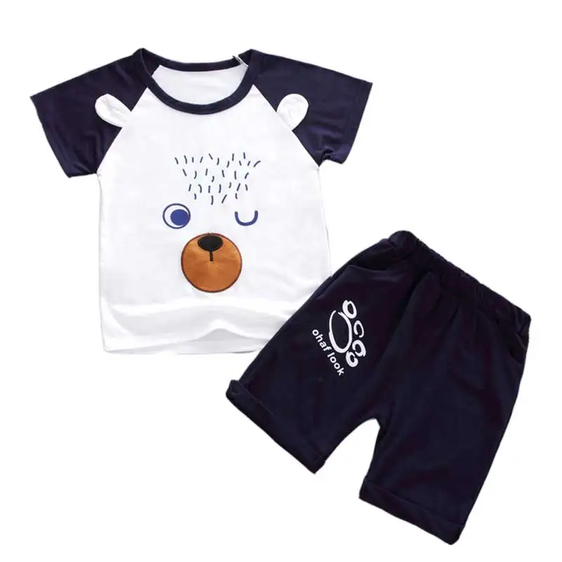 18M-4T Girls Clothing Sets Cartoon Bear Tops + Shorts Clothes for Boys Two Pcs Kids 2018 Summer Children | Детская одежда и обувь