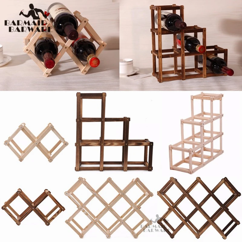 

Wooden Red Wine Rack 3/6/10 Bottle Mount Kitchen Holders Exhibition Organizer